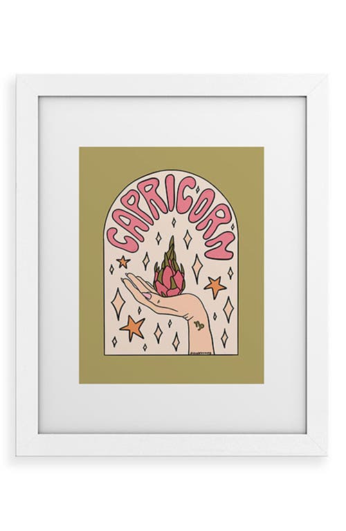 Deny Designs Capricorn Dragonfruit Framed Wall Art in White Frame 11X14 