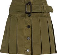 McQueen Pleated Twill Miniskirt