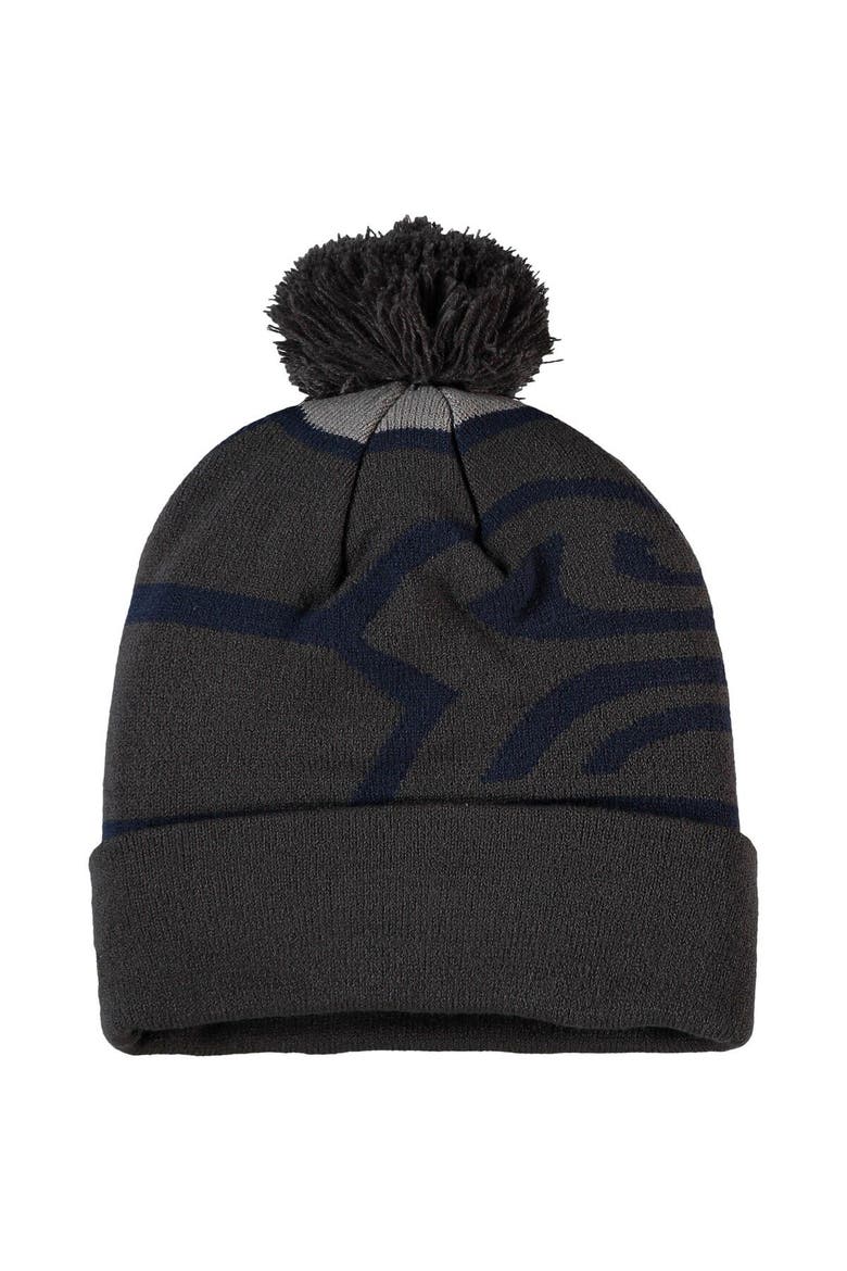 Men's New Era Graphite Seattle Seahawks Logo Whiz Redux Cuffed Knit Hat, Alternate, color, Graphite