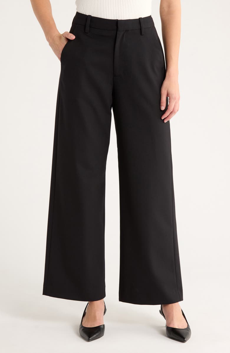 rag & bone Hazel High Waist Wool Blend Pants, Main, color, Black