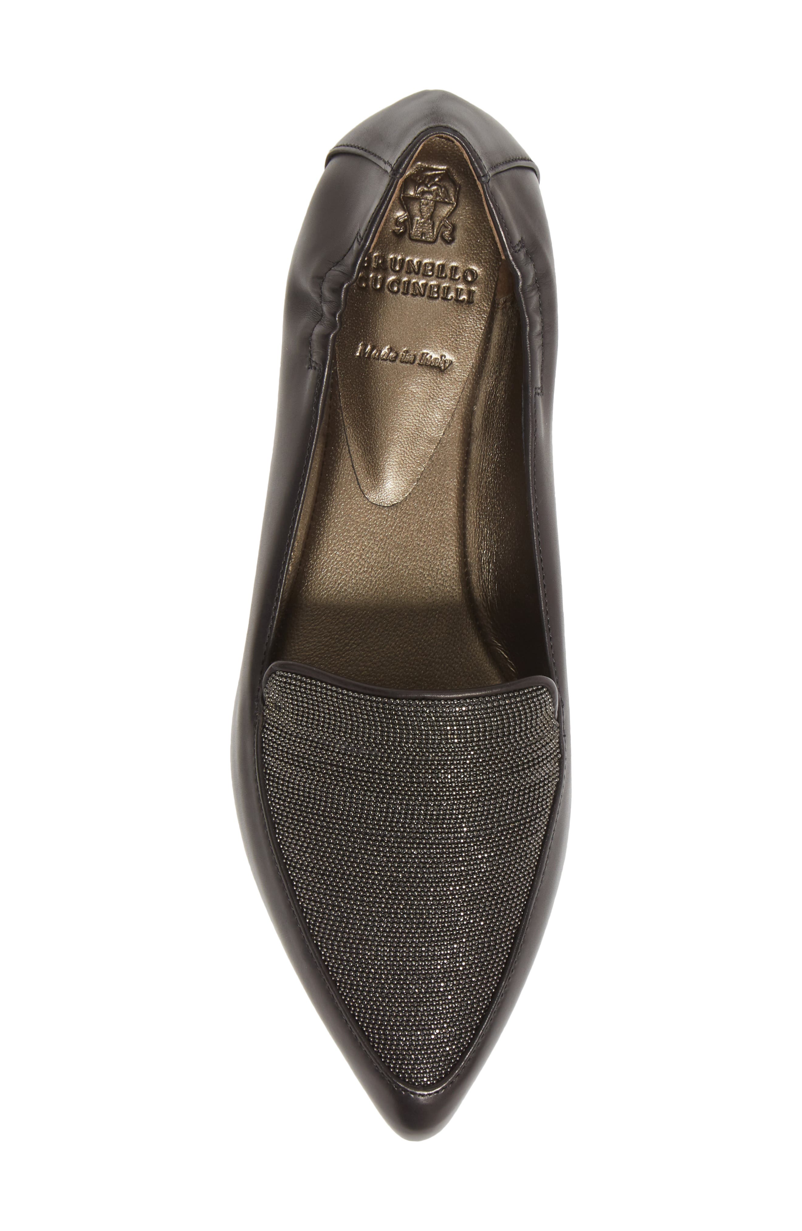 Brunello Cucinelli Monili Embellished Pointed Toe Flat, Alternate, color, 