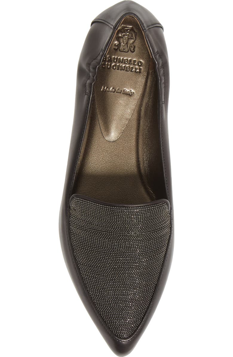 Brunello Cucinelli Monili Embellished Pointed Toe Flat, Alternate, color,