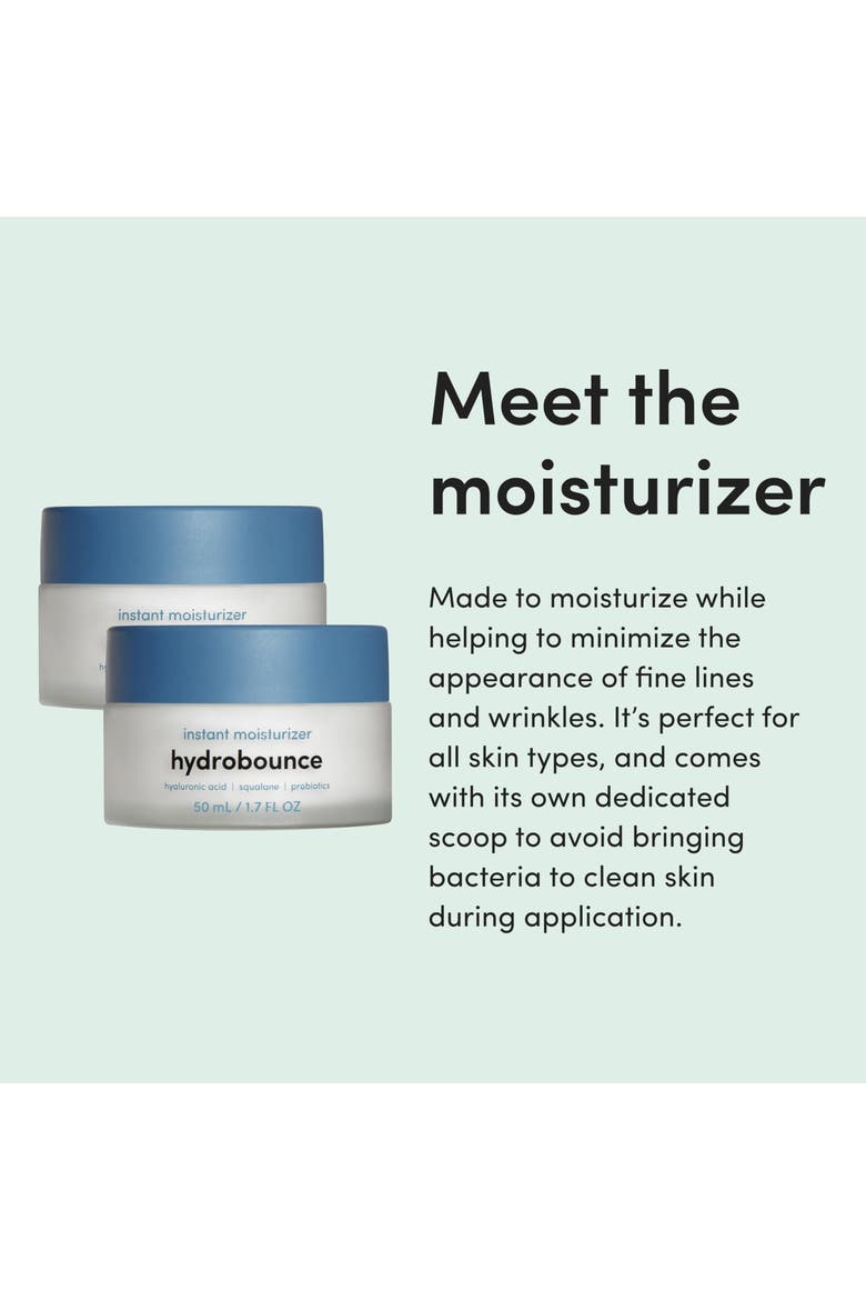 Hydrobounce Instant Moisturizer Lightweight, Smoothing, Squalane & Hyaluronic Acid Cream with Probiotics, Alternate, color, Blue