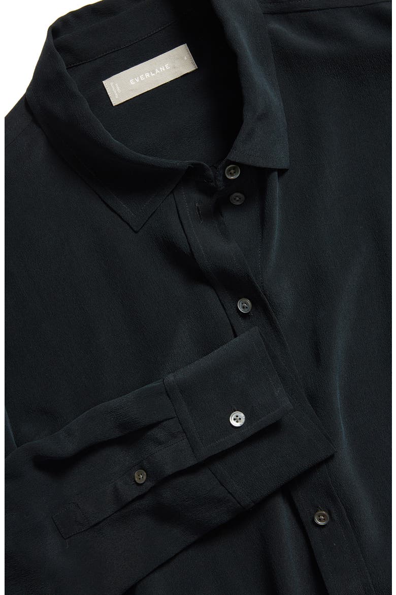 The Clean Silk Relaxed Shirt, Alternate, color, BLACK