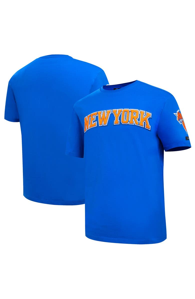 PRO STANDARD Men's Pro Standard Blue New York Knicks Chenille T-Shirt, Alternate, color, 