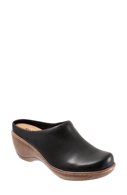 SoftWalk® Madison Clog in Black Leather at Nordstrom, Size 8
