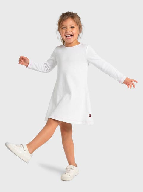 Girl's Soft 100% Cotton Baby Rib Long Sleeve Dress (Infant, Toddler, Little Kid, Big Kid)