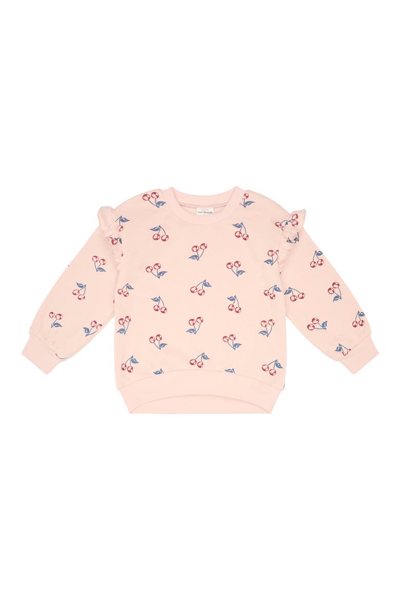 Allover Print Ruffled Sweatshirt & Joggers Set, Alternate, color, CHERRY