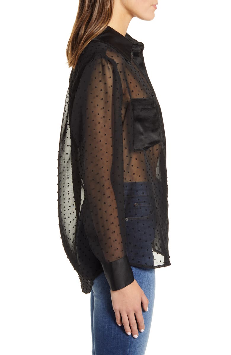 7 For All Mankind <sup>®</sup> Sheer Swiss Dot Shirt, Alternate, color,