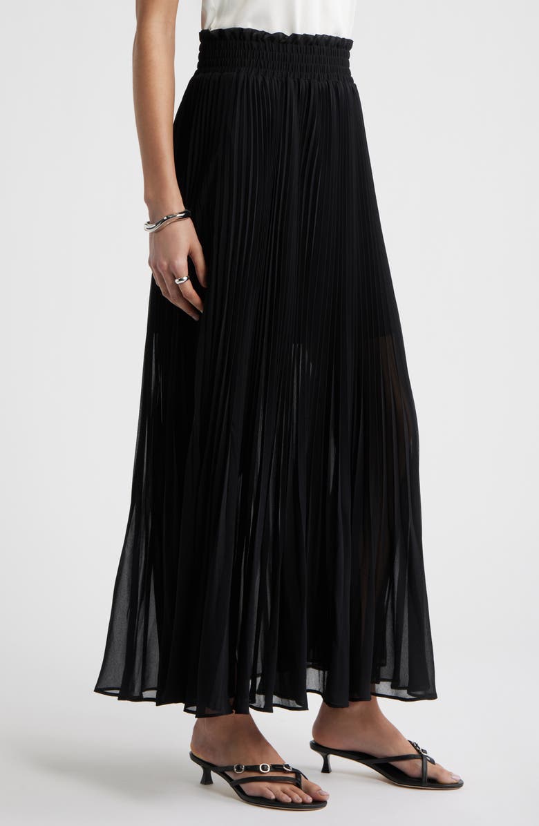 Nordstrom Pleated Semi Sheer Chiffon Midi Skirt, Alternate, color, Black