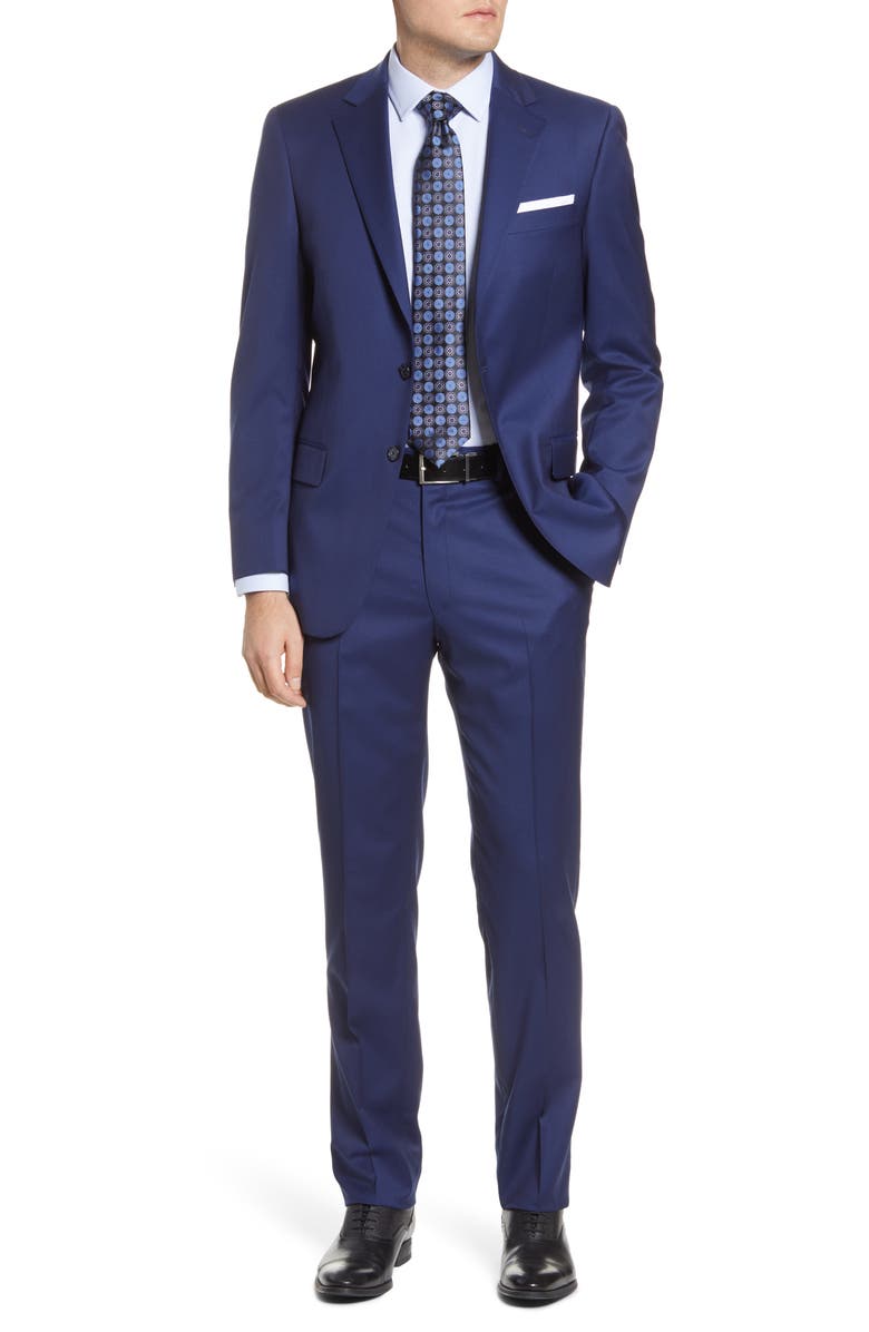 Hart Schaffner Marx New York Classic Fit Solid Stretch Wool Suit, Main, color, Navy