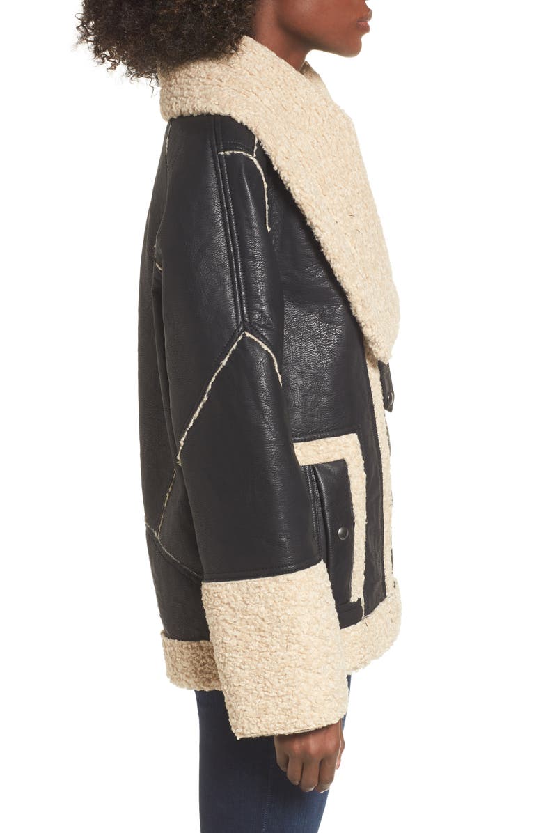 BLANKNYC Faux Shearling & Faux Leather Jacket, Alternate, color, 