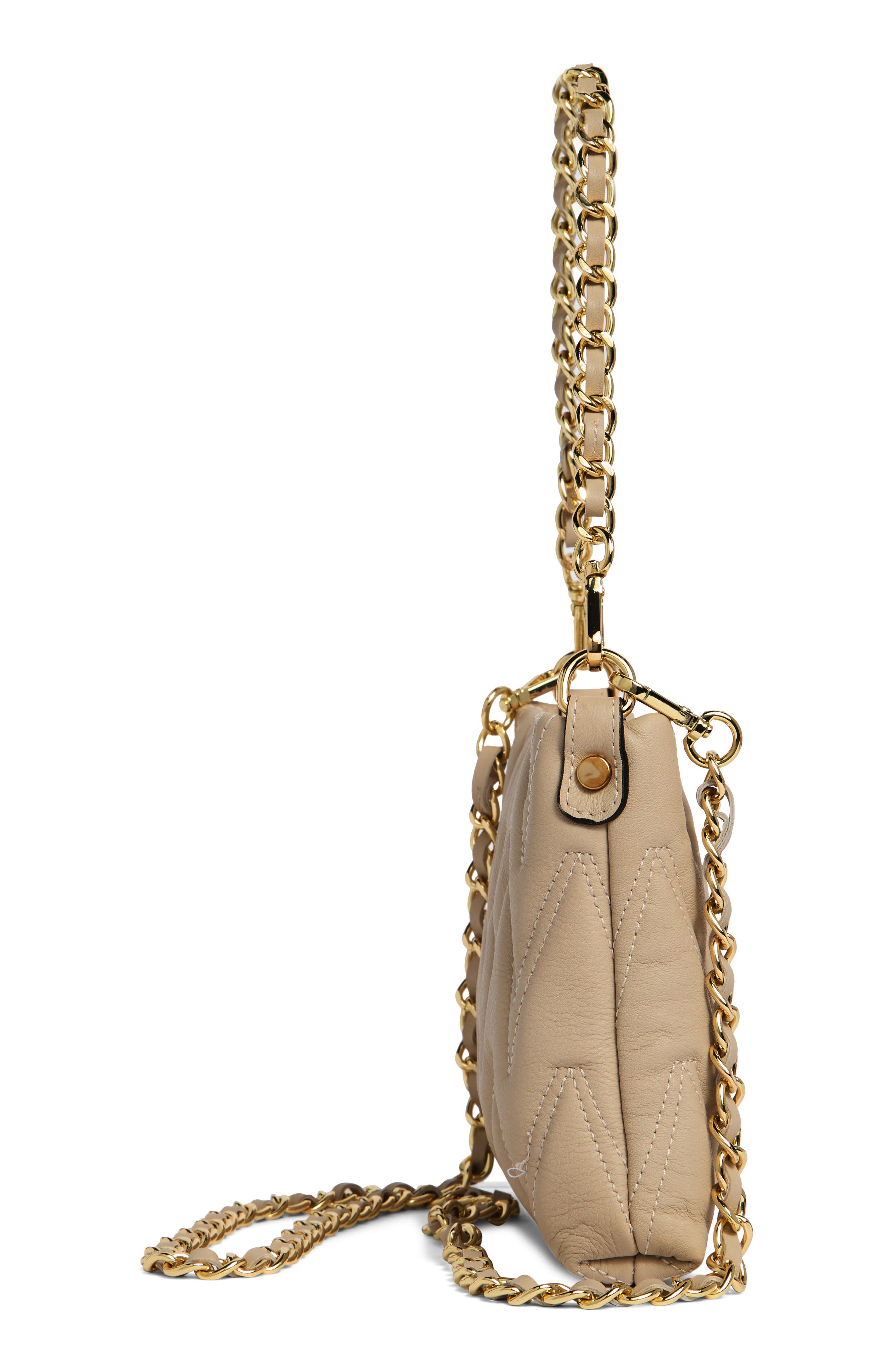 VALENTINO BY MARIO VALENTINO Vanille Diamond Quilted Leather Shoulder Bag, Alternate, color, Ice( Ivory)