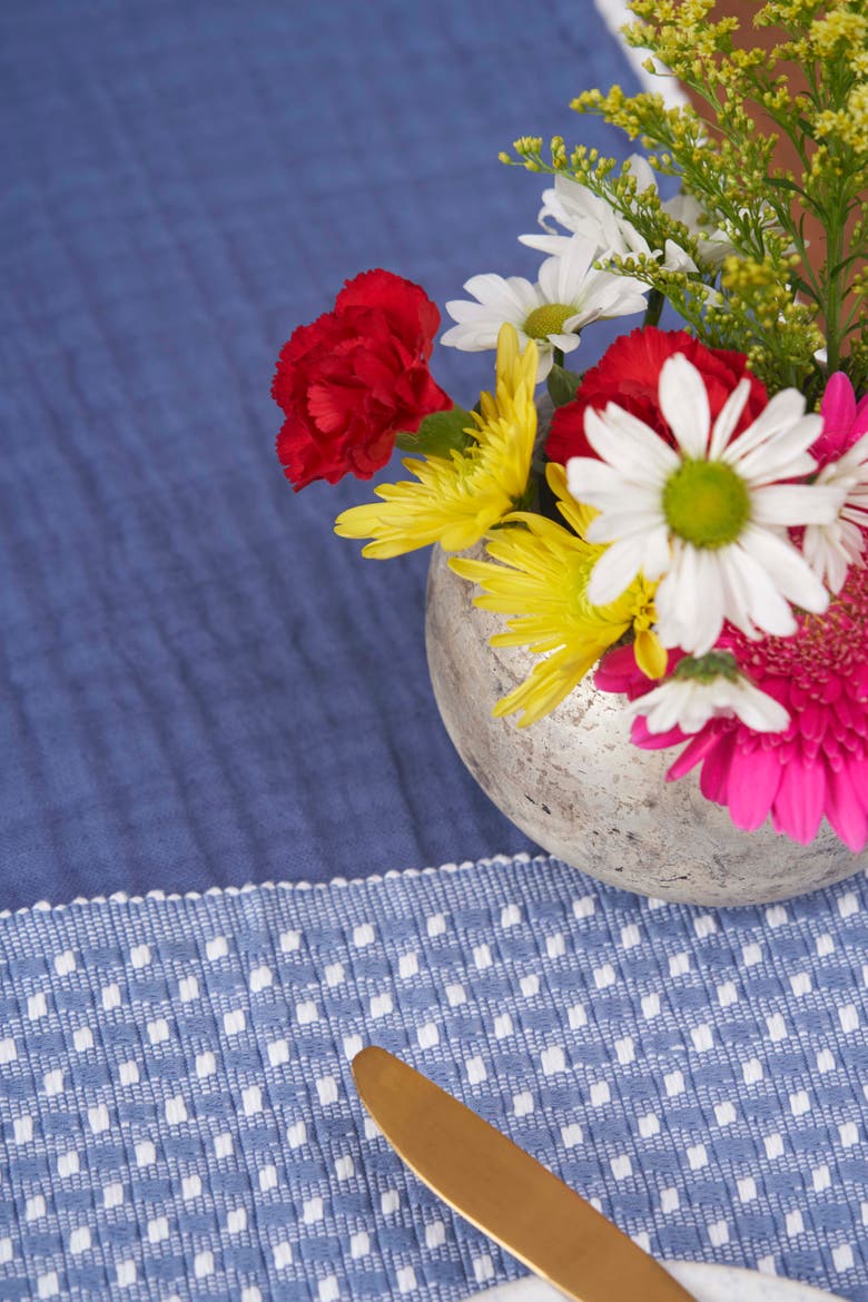 Bahar Sky Line 100% Cotton Set of 4 Placemats 14" x 20", Alternate, color, Blue