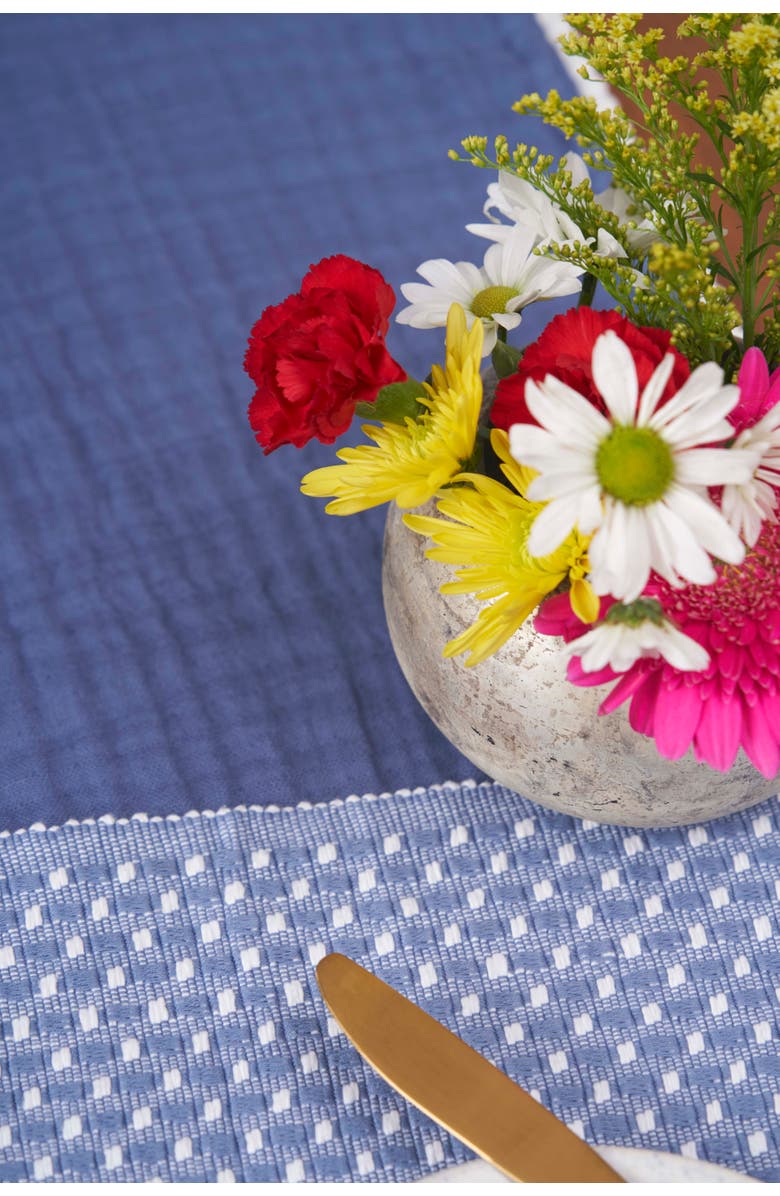 carol & frank Bahar Sky Line 100% Cotton Set of 4 Placemats 14" x 20", Alternate, color, Blue