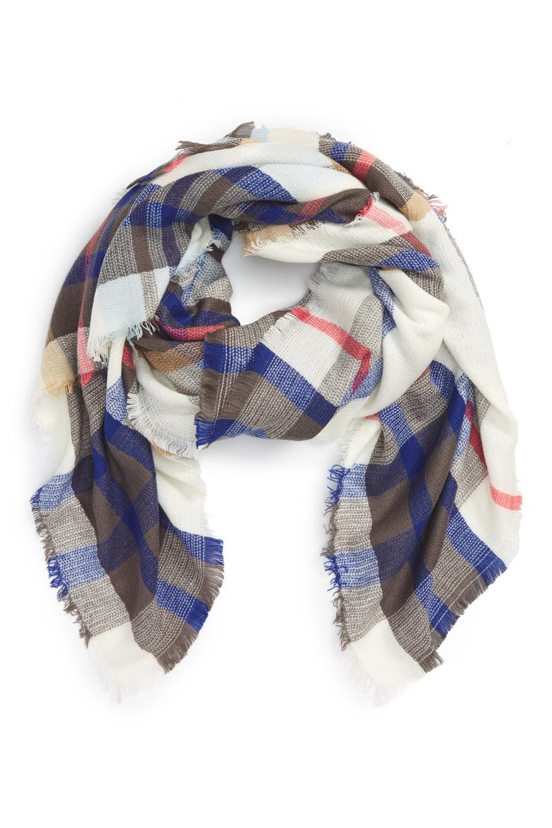 'Kelly' Plaid Scarf, Main, color, IVORY