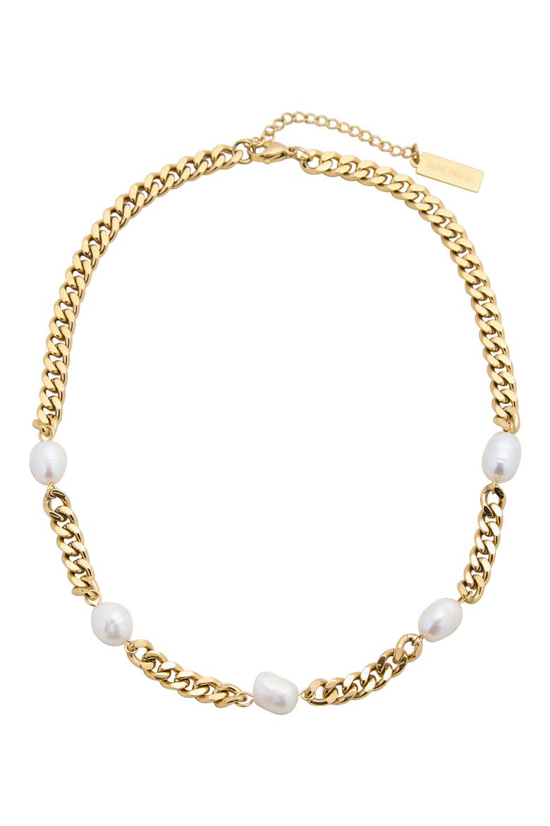 Freshwater Pearl Station Necklace, Main, color, WHITE