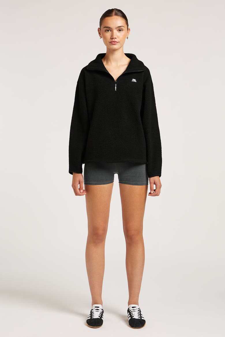 Alix Half-Zip Relaxed Cropped Fleece, Alternate, color, Black