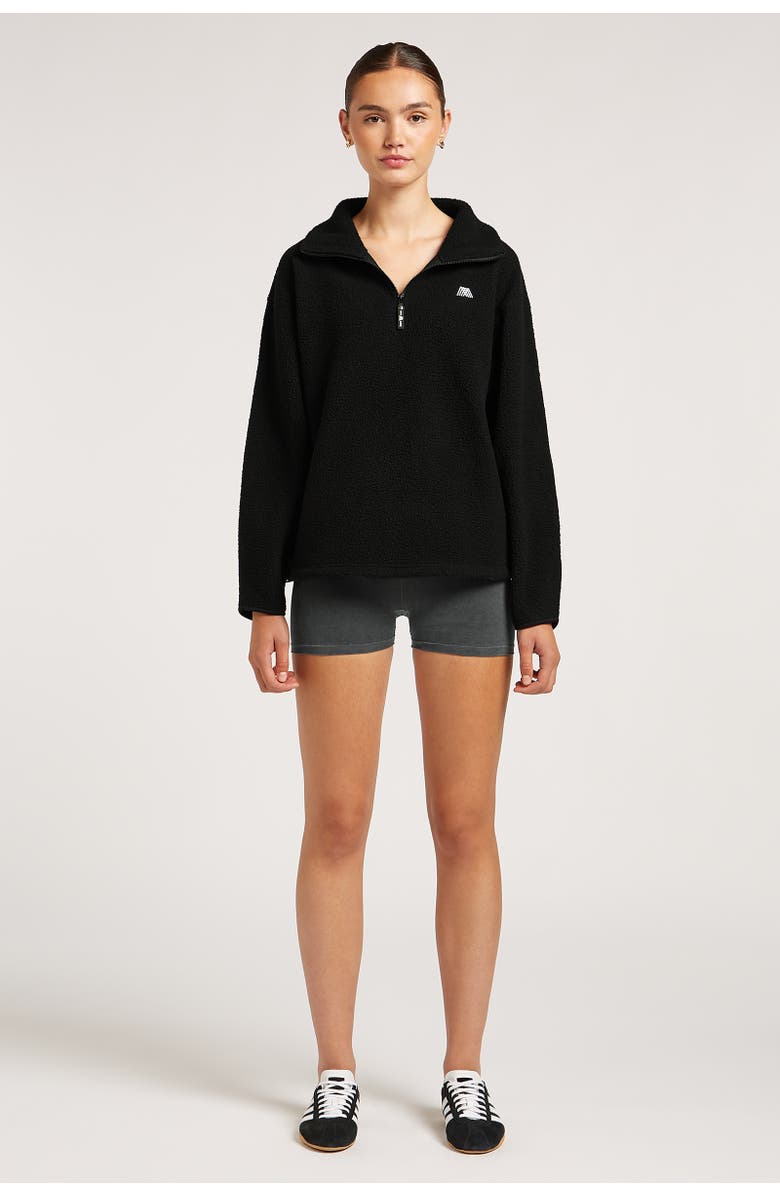 4TH ARQ Alix Half-Zip Relaxed Cropped Fleece, Alternate, color, Black