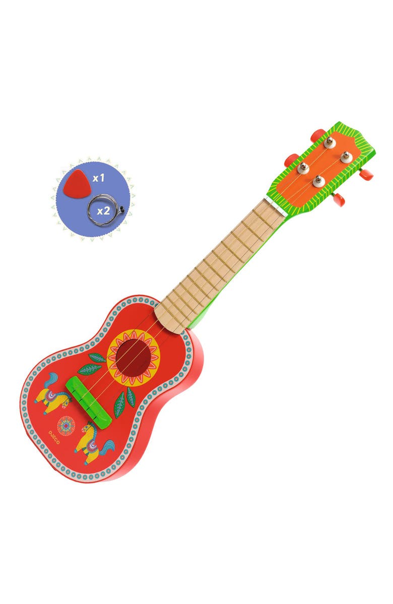 Djeco Wooden Ukulele, Ages 3+, Alternate, color, Multi