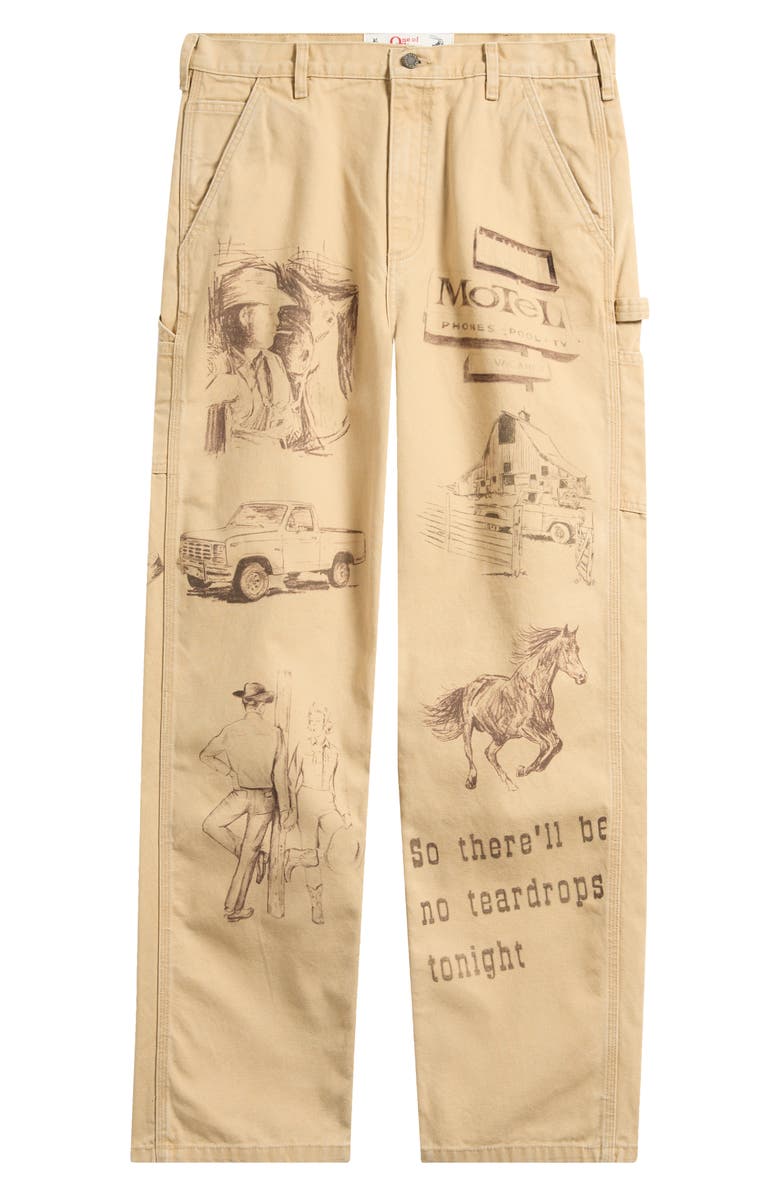 ONE OF THESE DAYS Cotton Graphic Painter Pants, Alternate, color, Tan