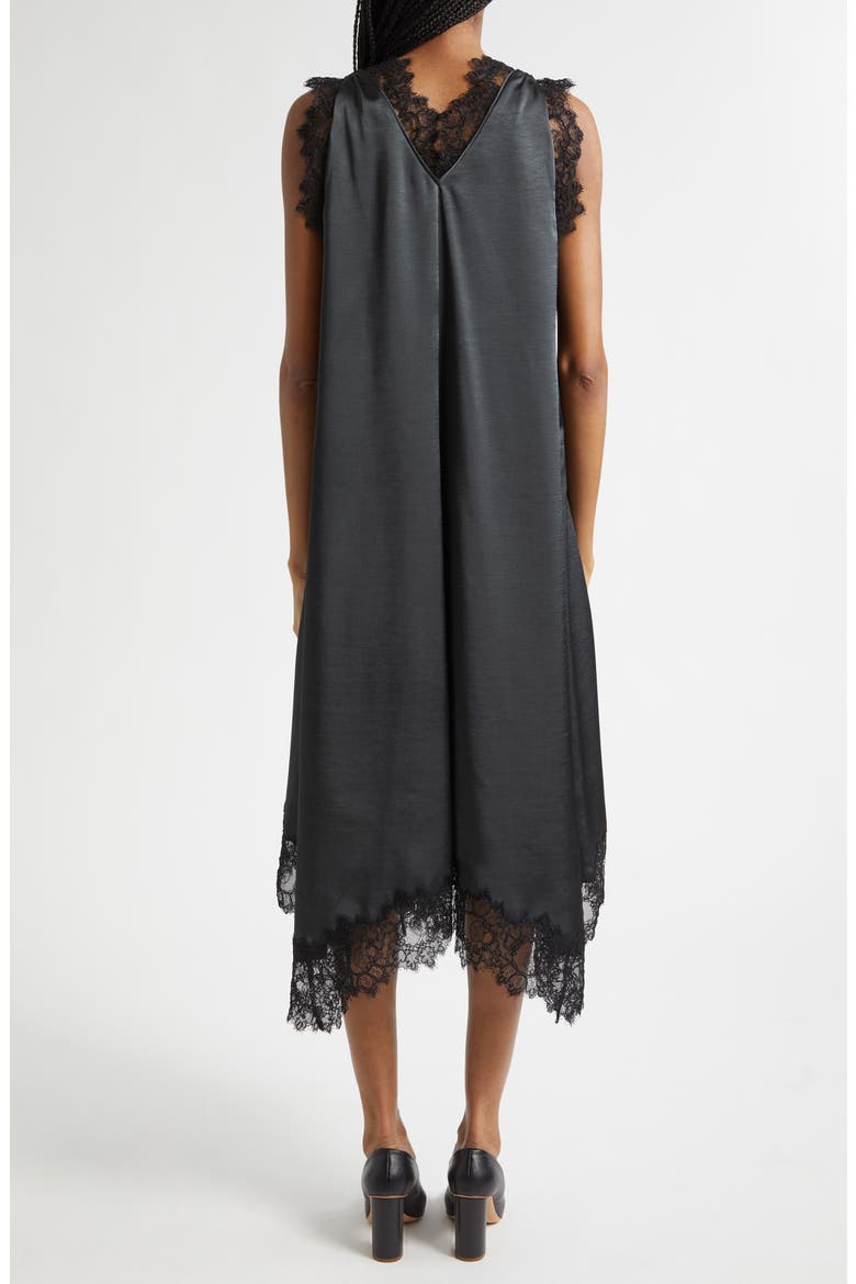 Lace Detail Satin Dress, Alternate, color, SLATE