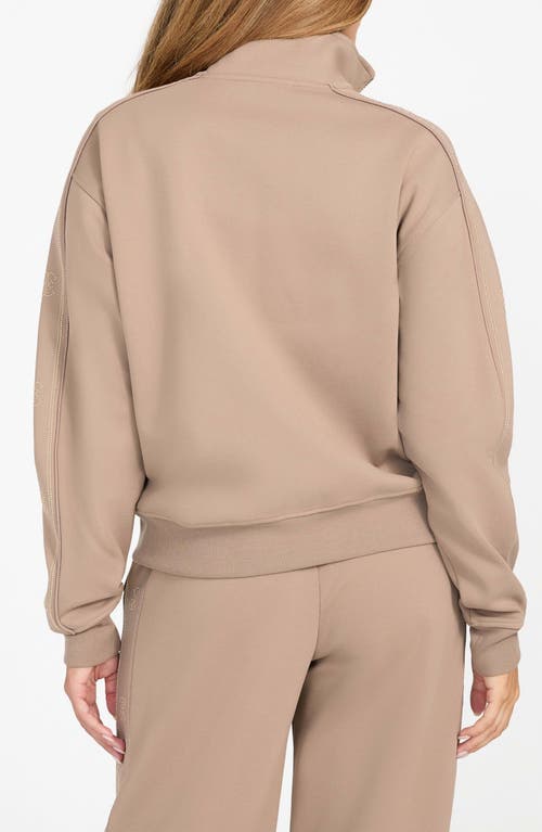 Guess Octavia High Neck Full Zip Sweatshirt In Brown