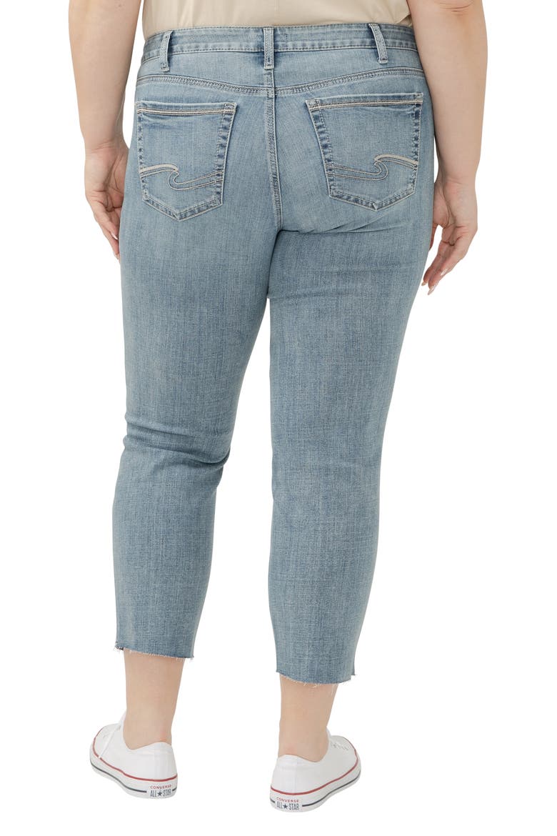 Suki Curvy Raw Hem Mid Rise Crop Straight Leg Jeans, Alternate, color, INDIGO