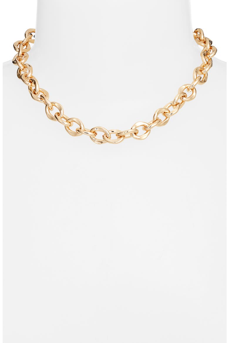 Flat Chain Necklace, Alternate, color, GOLD