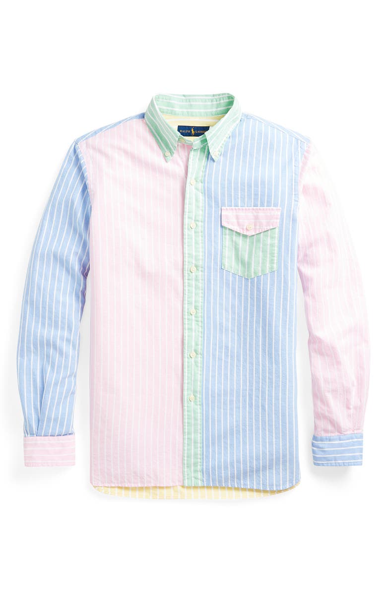 Polo Ralph Lauren Men's Colorblock Stripe Cotton Button-Down Shirt, Alternate, color, 