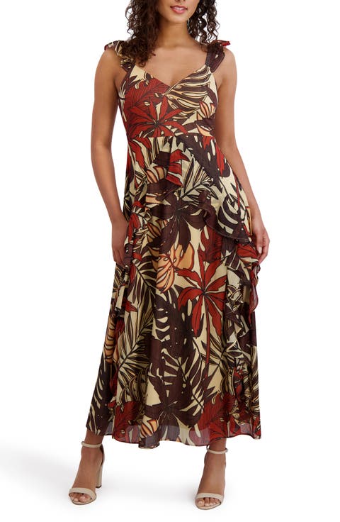 Printed Chiffon Midi Dress