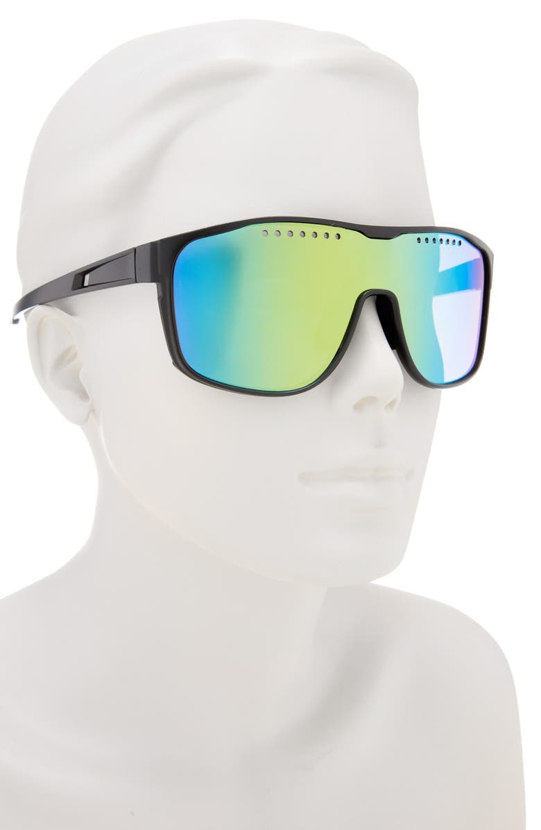 Vince Camuto 274mm Shield Sunglasses, Alternate, color, Black