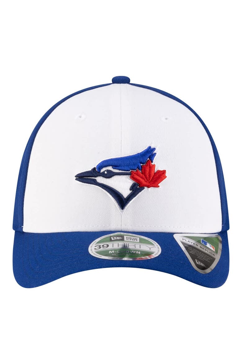 Men's New Era  White/Royal Toronto Blue Jays Player Replica 39THIRTY M-Crown Flex Hat, Alternate, color, White