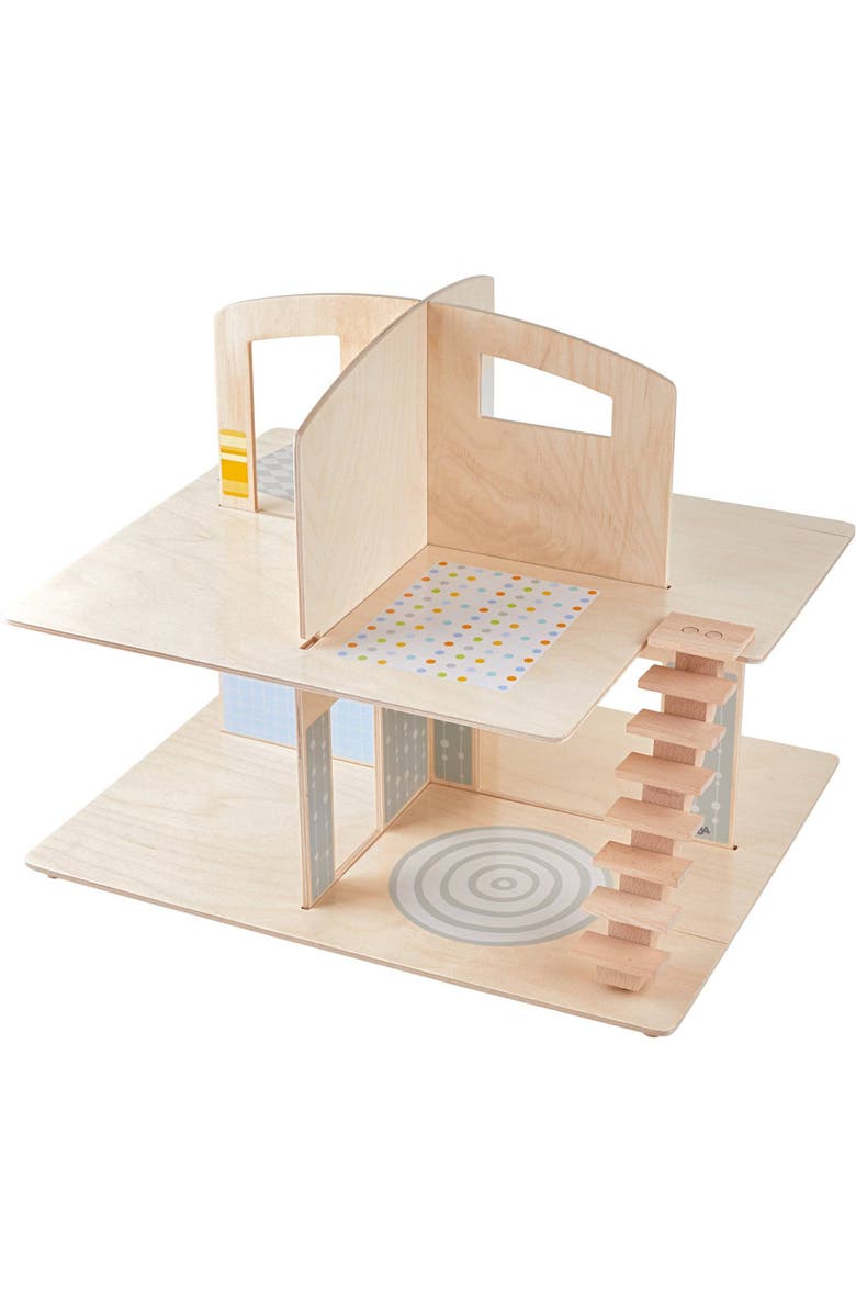 HABA Little Friends Dollhouse Town Villa with 10 Pieces of Furniture, Alternate, color, Multi