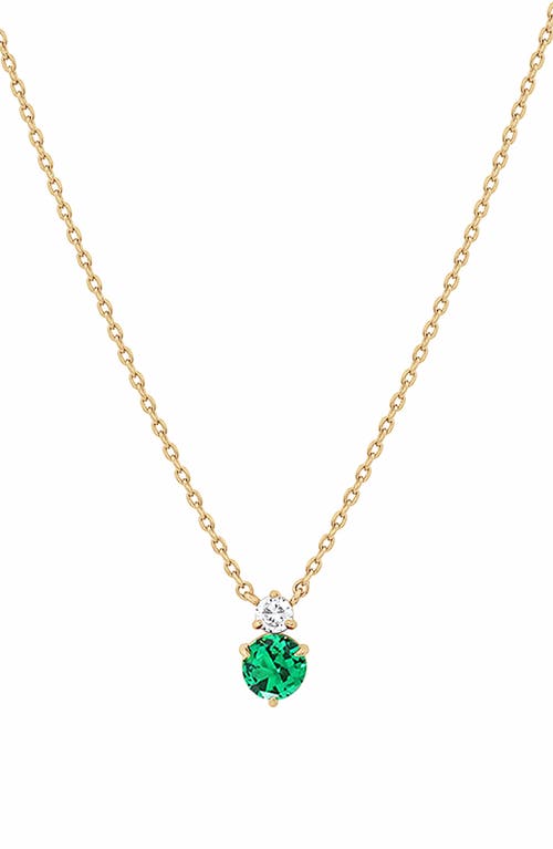 Bearfruit Jewelry 14k Gold Plated Deux Birthstone Necklace Personal Holiday Gift Idea in Emerald/may  product
