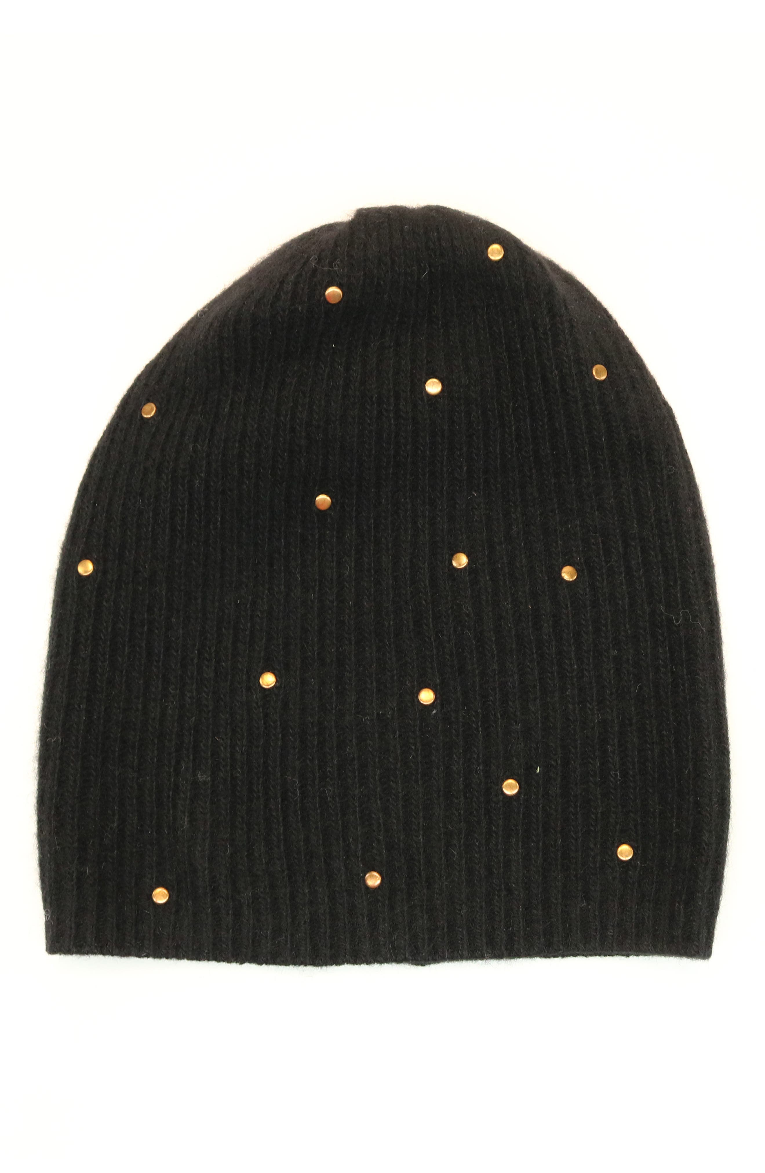 Ribbed Studded Cashmere Beanie