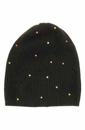 Ribbed Studded Cashmere Beanie