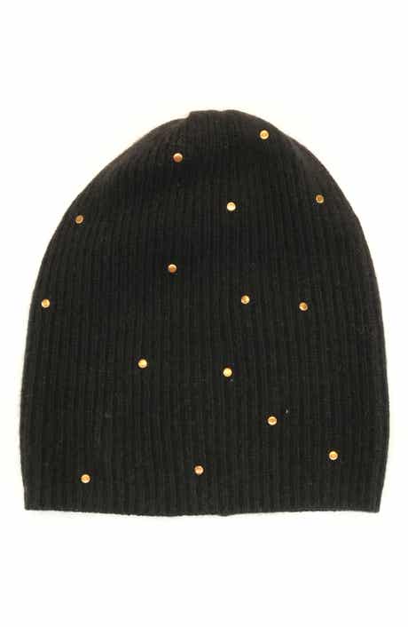 Ribbed Studded Cashmere Beanie