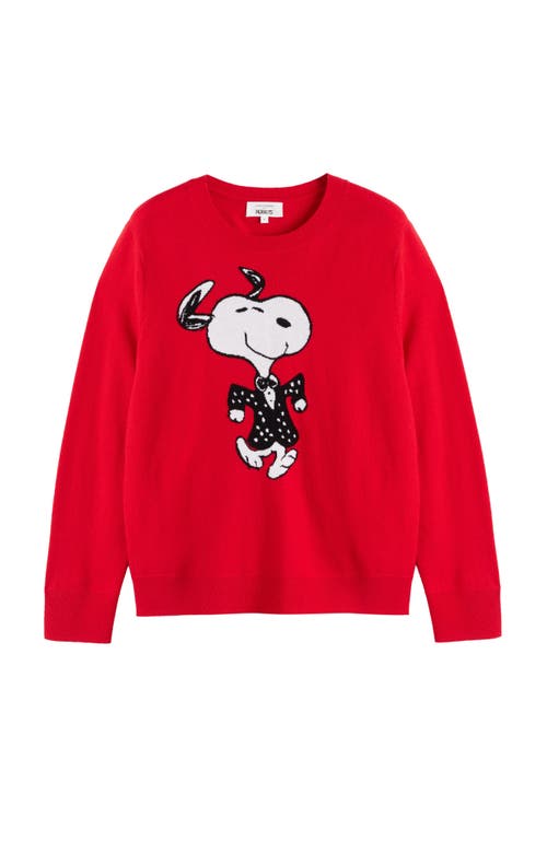 Chinti & Parker Wool-cashmere Crewneck Dancing Snoopy Sweater In Red