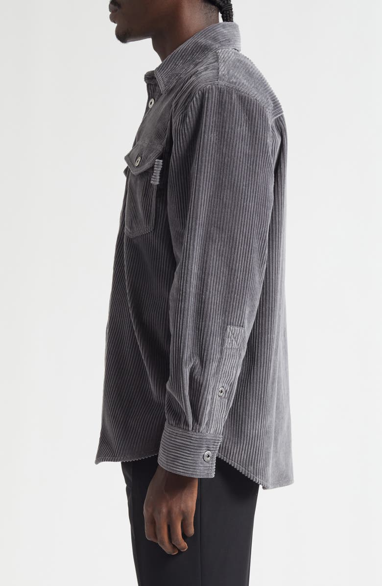 Bottega Veneta Matte Cotton Corduroy Button-Up Shirt, Alternate, color, 1230 Thunder
