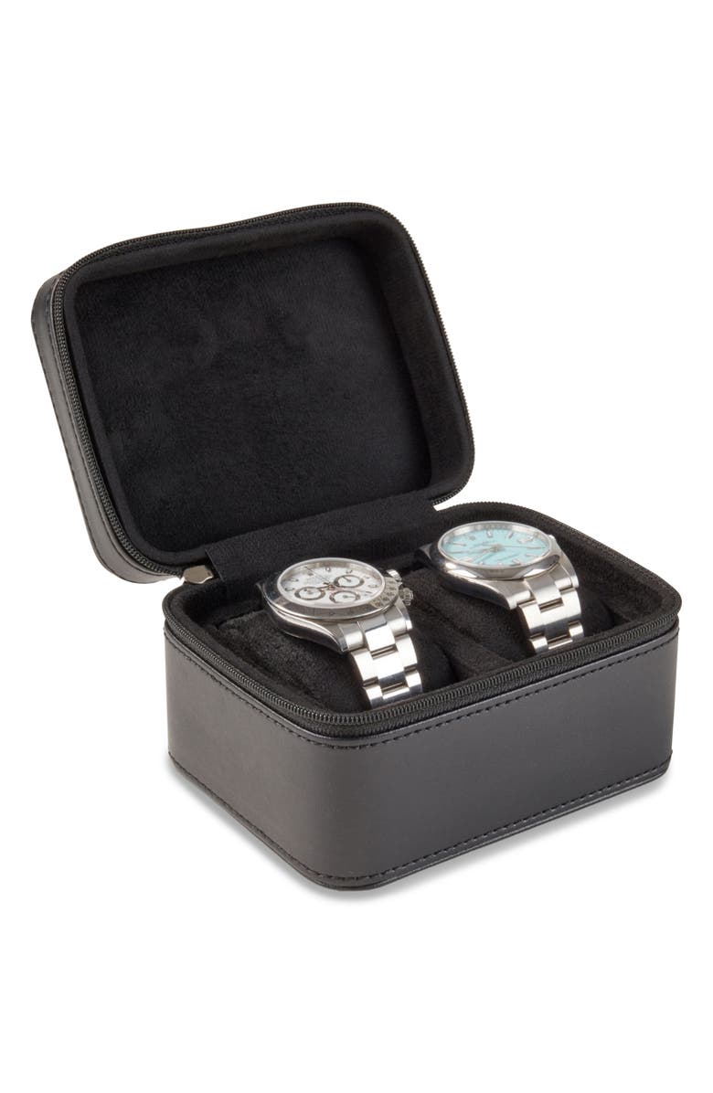 Bey-Berk Matteo Leather Watch Case, Alternate, color, Black