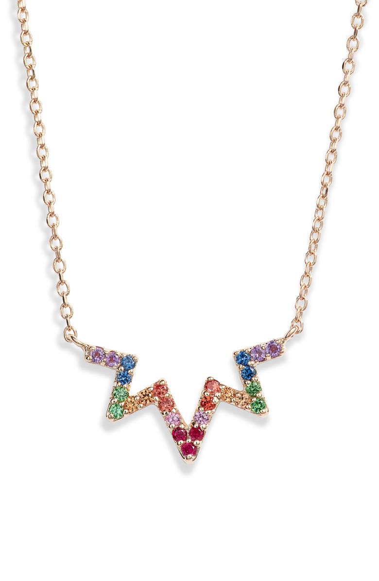 Anzie Rainbow Zigzag Pendant Necklace, Main, color,