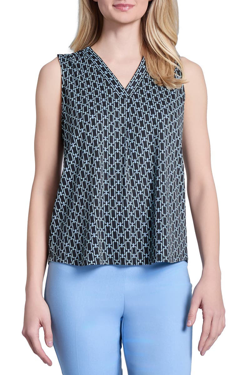 Jones New York Pleated V-Neck Shell, Main, color, 