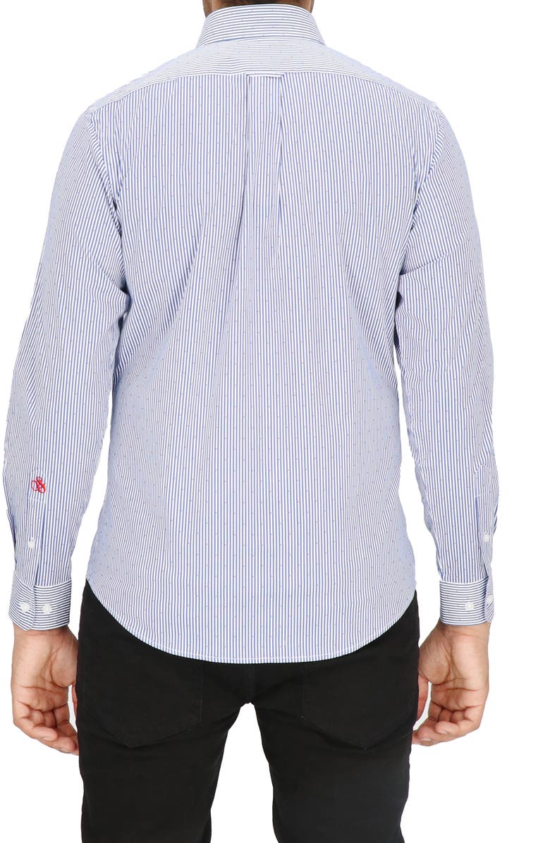 Scotch & Soda Modern Fit Stripe Stretch Cotton Dress Shirt, Alternate, color, White/ Navy