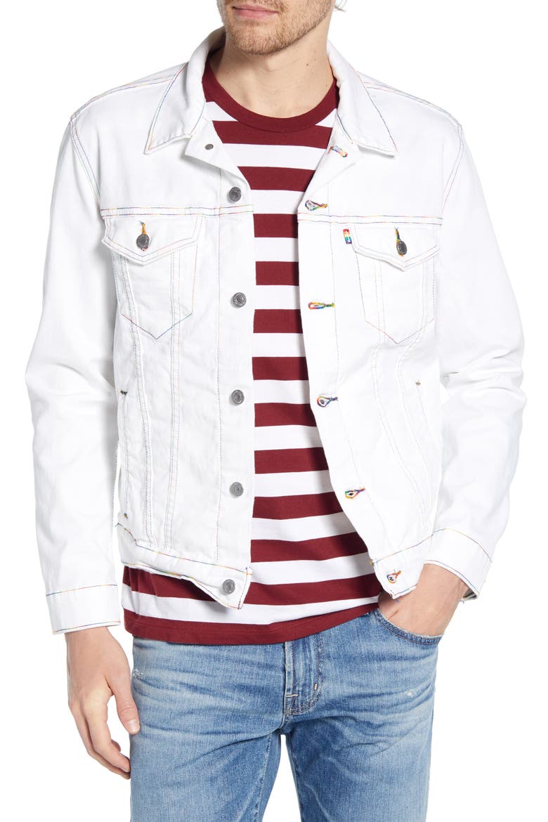Levi's® Rainbow Embroidered Trucker Jacket, Main, color, TWO SPIRIT