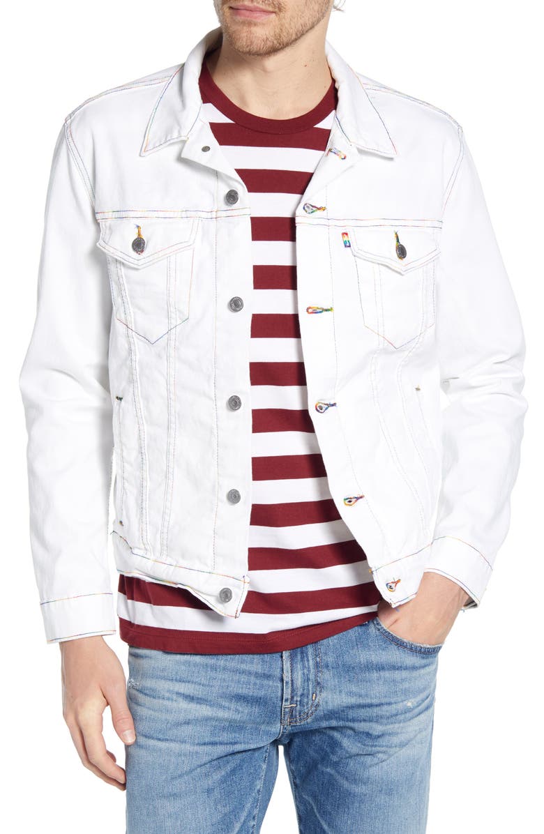 Levi's<sup>®</sup> Rainbow Embroidered Trucker Jacket, Main, color,