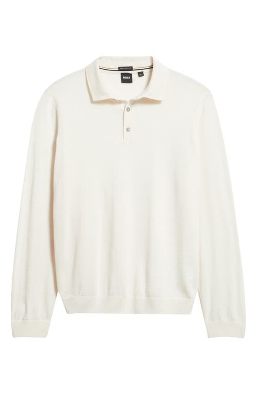 Hugo Boss Boss Lancione Wool Polo Sweater In White