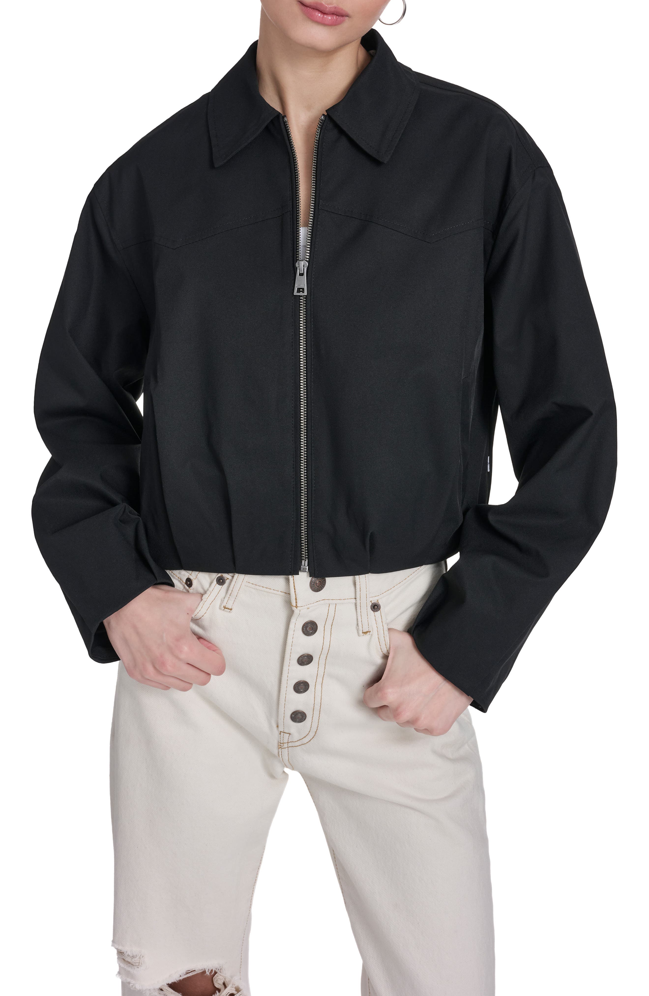 Crop Bubble Hem Bomber Jacket