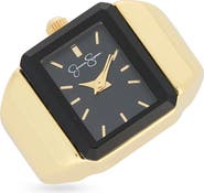 Jessica Simpson Faceted Glass Rectangular Ring Watch