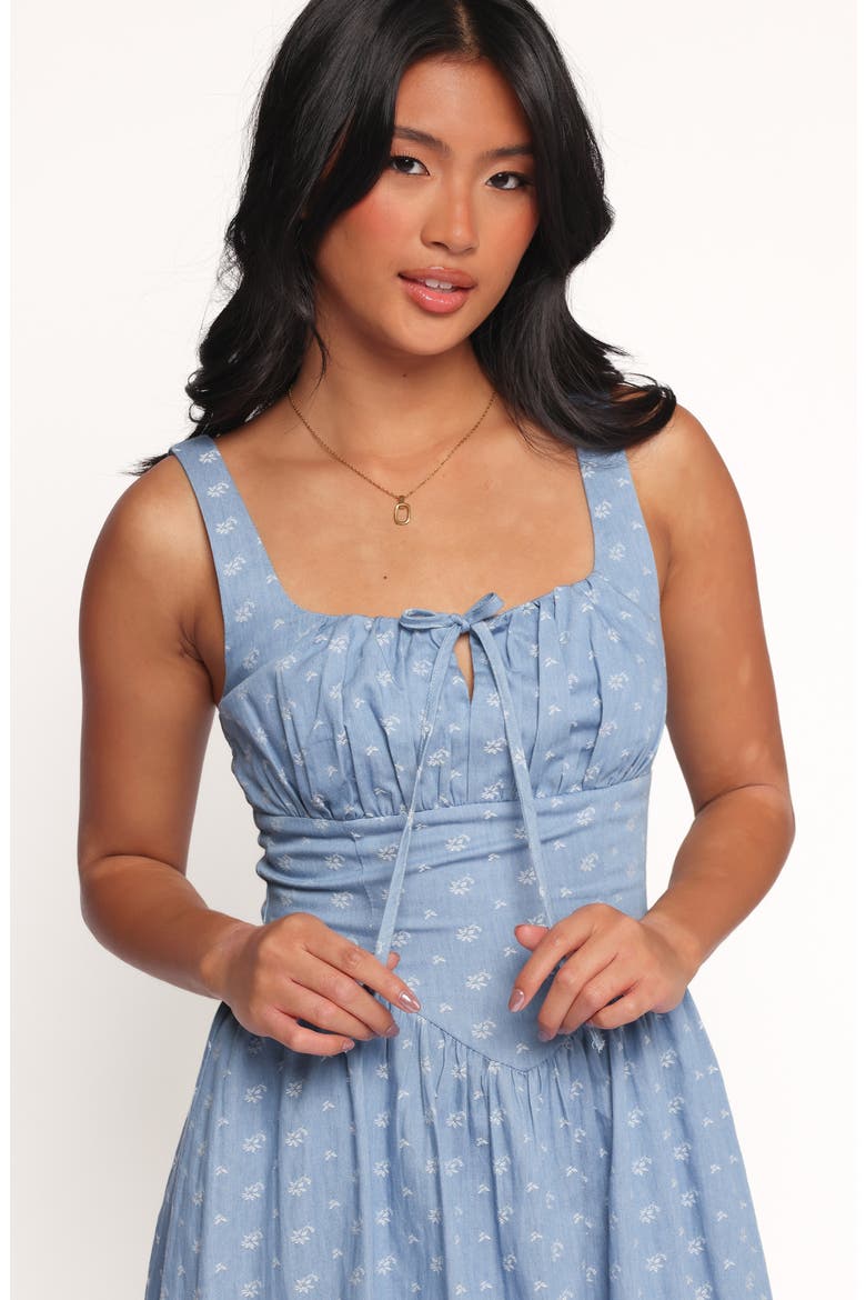 Shelton Embroidered Cotton Mini Sundress, Alternate, color, FLORAL DENIM
